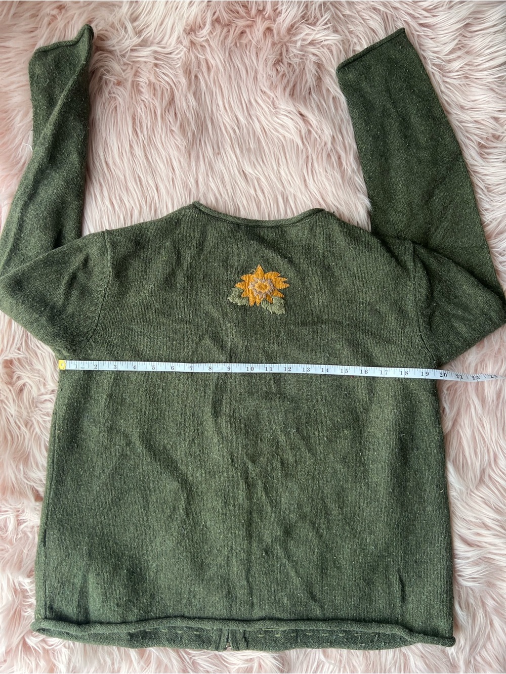 croft & barrow Embroidered Fall Sweater Wool Cotton Rabbit Blend Cottagecore - Picture 9 of 10